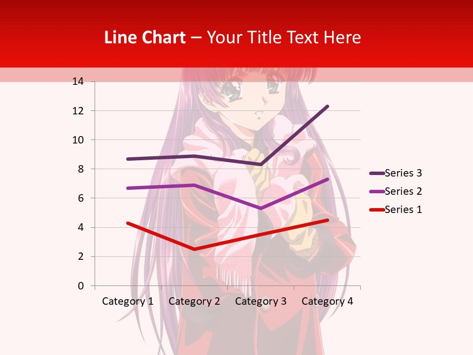 A Girl With Purple Hair And A White Hat Is Standing In Front Of A Red PowerPoint Template