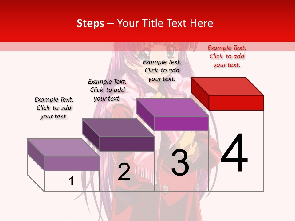 A Girl With Purple Hair And A White Hat Is Standing In Front Of A Red PowerPoint Template