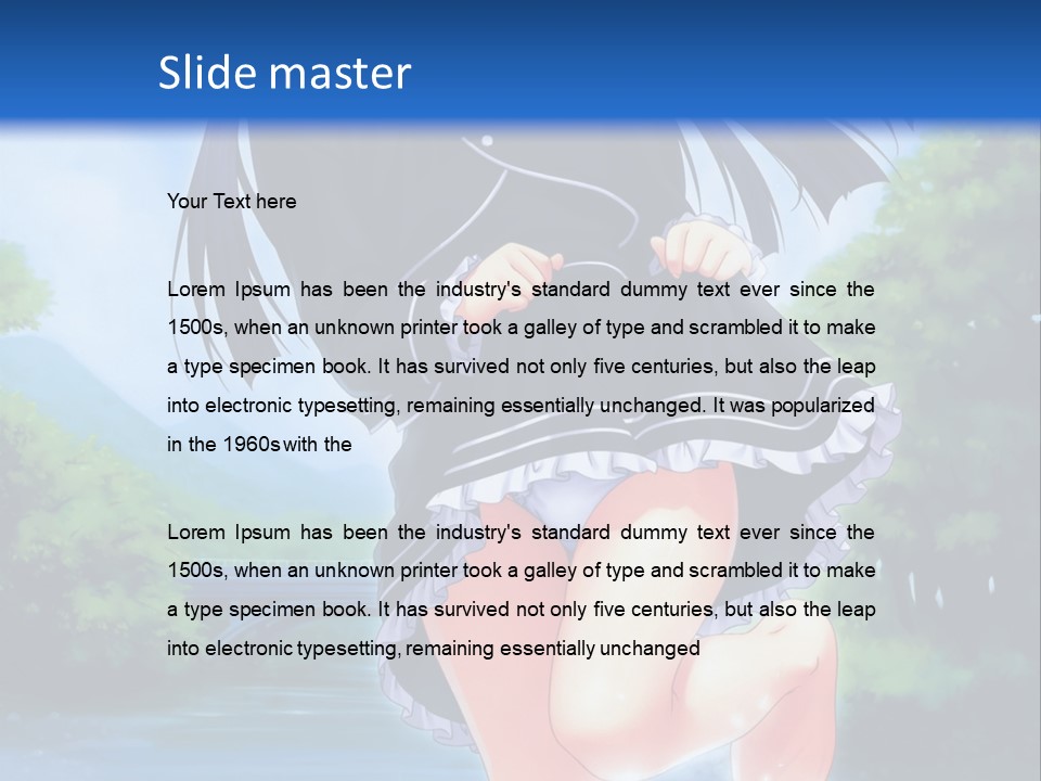 A Girl In A Black Dress Is Running In The Water PowerPoint Template