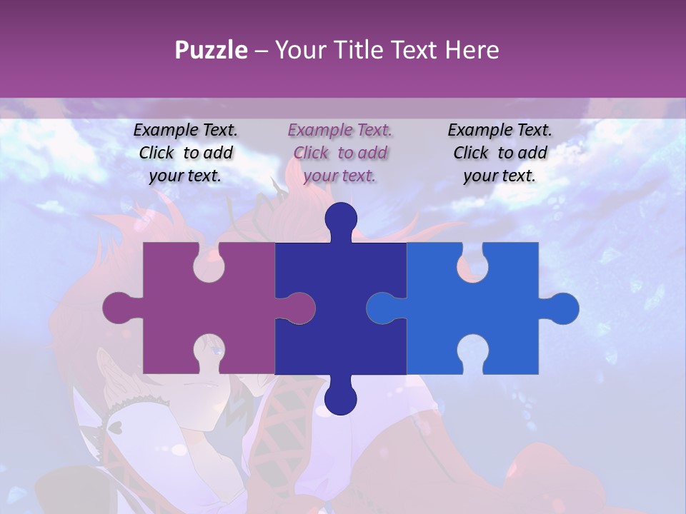 A Couple Of Anime Characters Sitting Next To Each Other PowerPoint Template