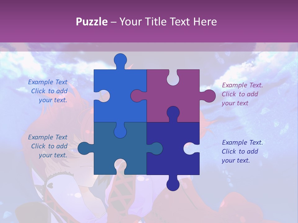 A Couple Of Anime Characters Sitting Next To Each Other PowerPoint Template