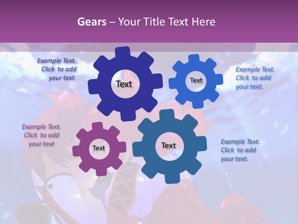 A Couple Of Anime Characters Sitting Next To Each Other PowerPoint Template