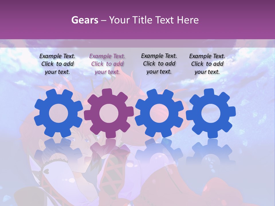 A Couple Of Anime Characters Sitting Next To Each Other PowerPoint Template