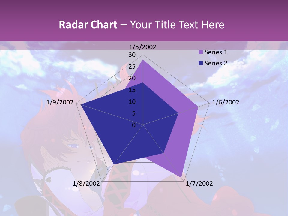 A Couple Of Anime Characters Sitting Next To Each Other PowerPoint Template