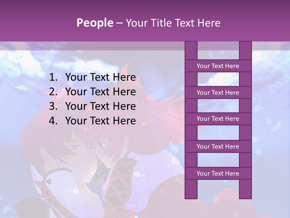 A Couple Of Anime Characters Sitting Next To Each Other PowerPoint Template