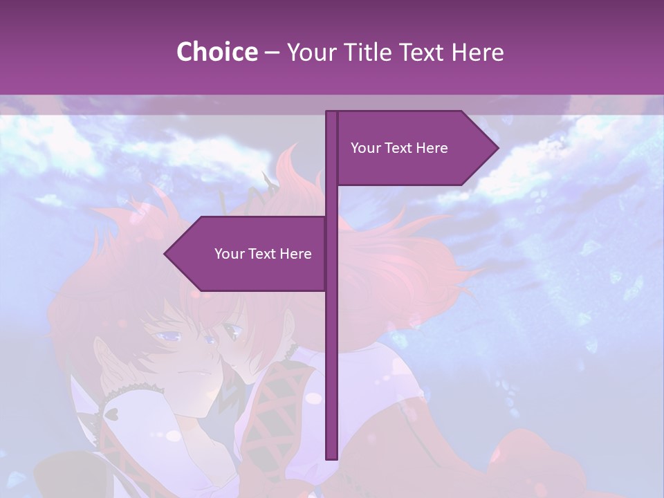 A Couple Of Anime Characters Sitting Next To Each Other PowerPoint Template