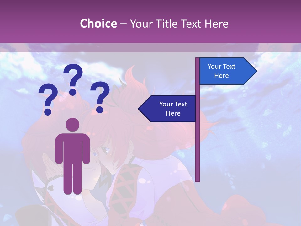 A Couple Of Anime Characters Sitting Next To Each Other PowerPoint Template
