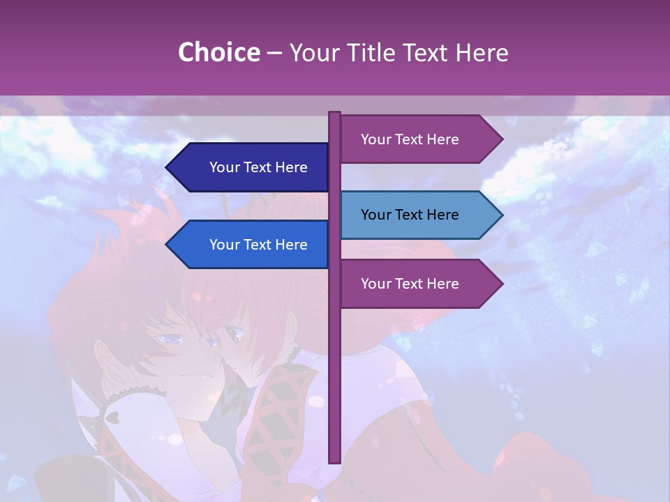 A Couple Of Anime Characters Sitting Next To Each Other PowerPoint Template