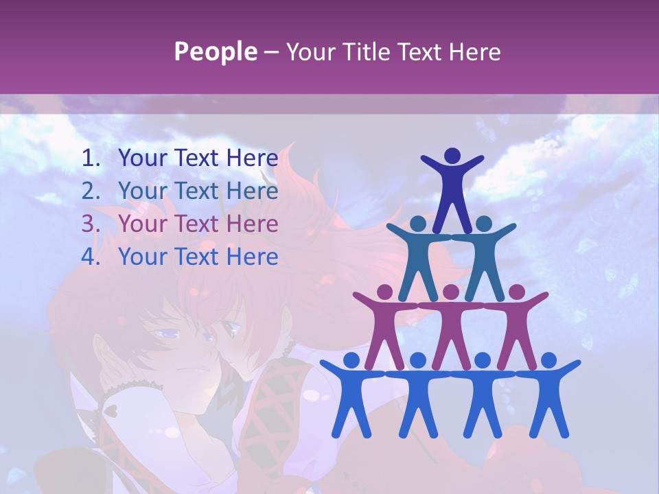 A Couple Of Anime Characters Sitting Next To Each Other PowerPoint Template