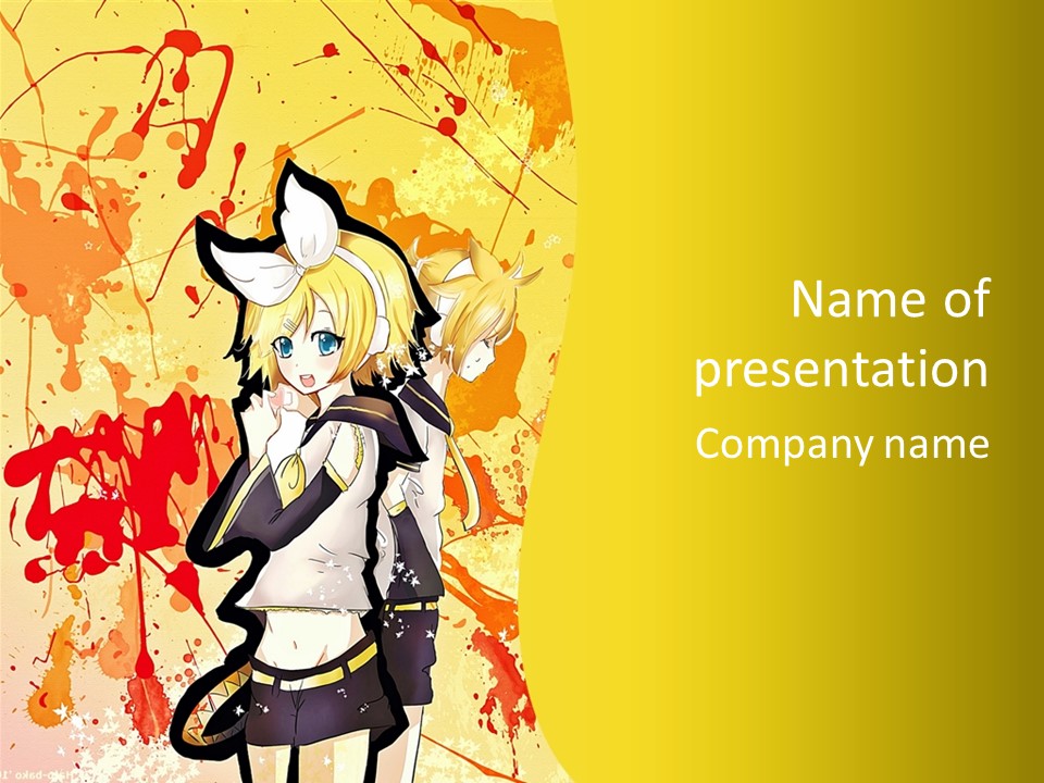 A Anime Character With A Yellow Background PowerPoint Template