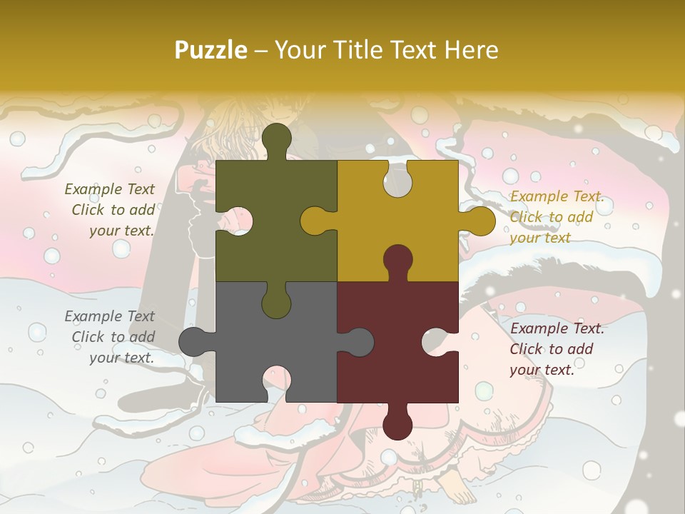 A Man And A Woman Are Sitting In The Snow PowerPoint Template