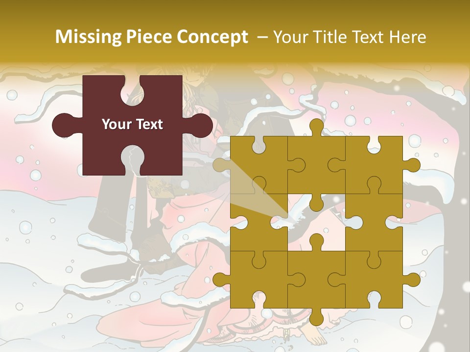 A Man And A Woman Are Sitting In The Snow PowerPoint Template