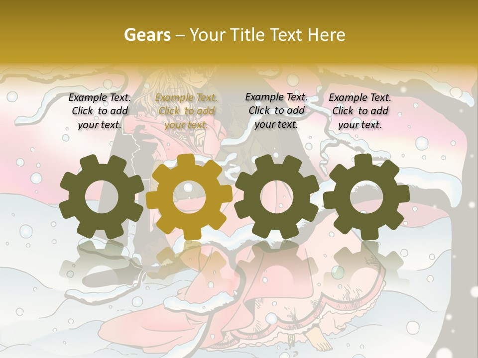 A Man And A Woman Are Sitting In The Snow PowerPoint Template