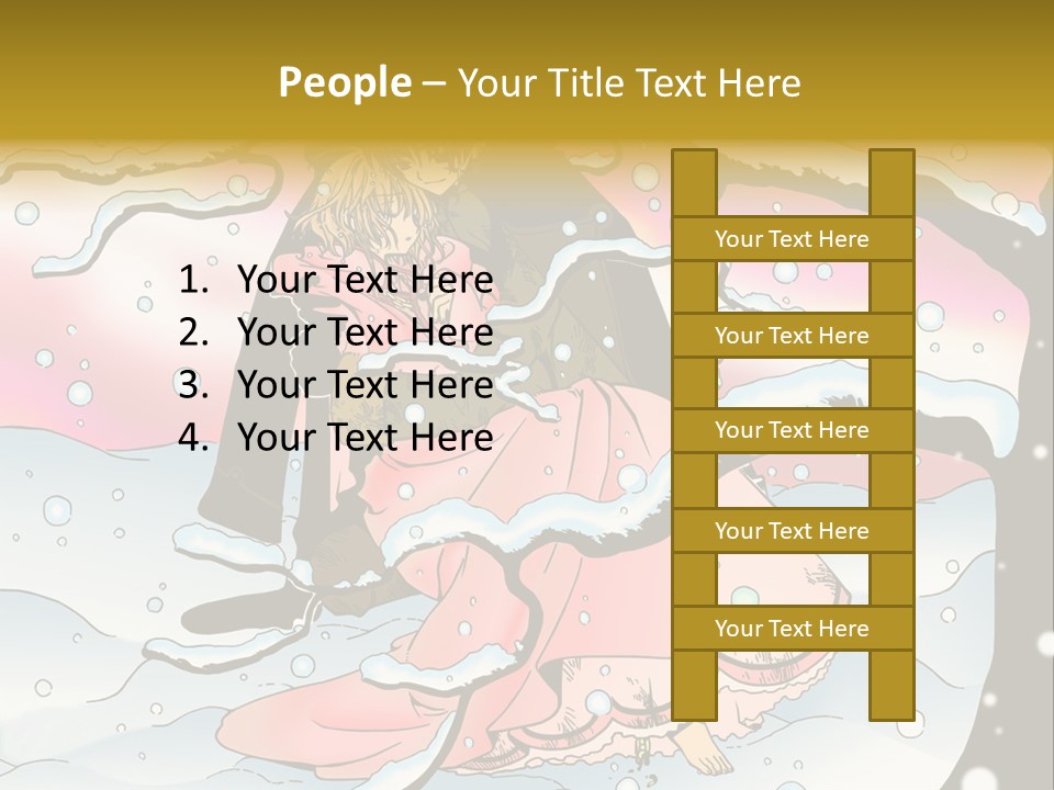 A Man And A Woman Are Sitting In The Snow PowerPoint Template