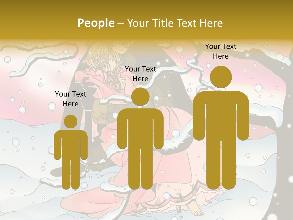 A Man And A Woman Are Sitting In The Snow PowerPoint Template