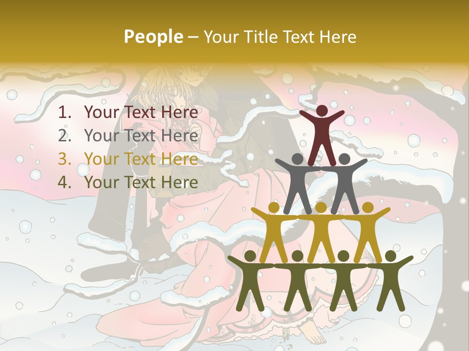 A Man And A Woman Are Sitting In The Snow PowerPoint Template