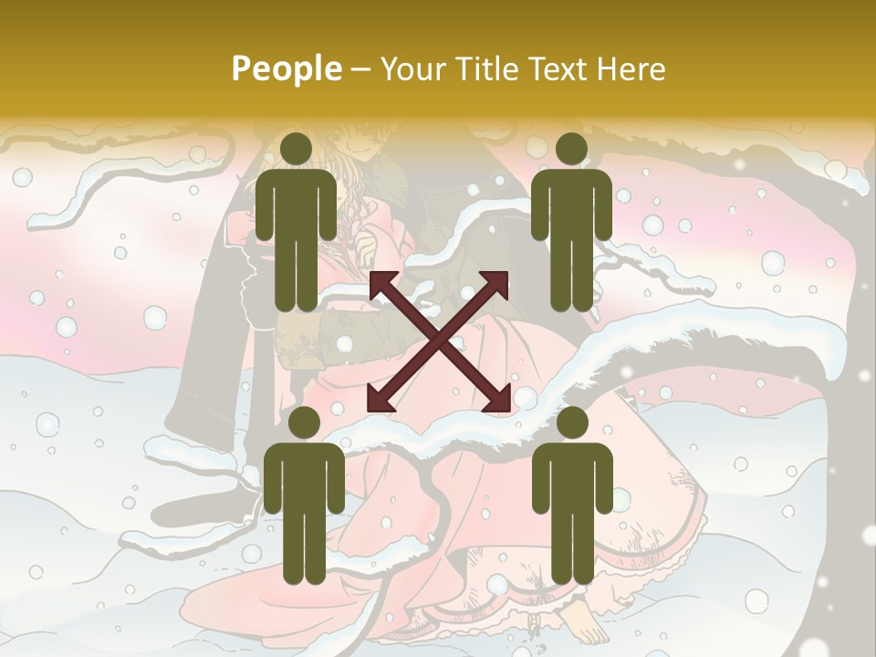 A Man And A Woman Are Sitting In The Snow PowerPoint Template