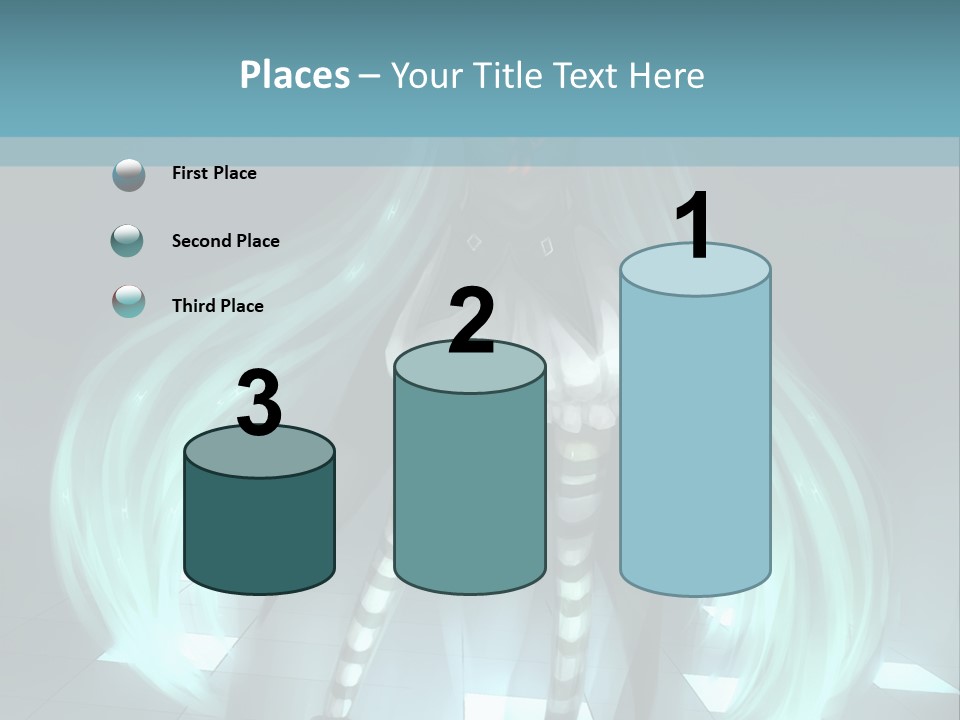 A Girl With Long Hair Is Standing In Front Of A Blue Background PowerPoint Template