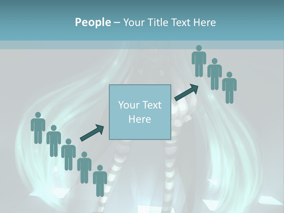 A Girl With Long Hair Is Standing In Front Of A Blue Background PowerPoint Template