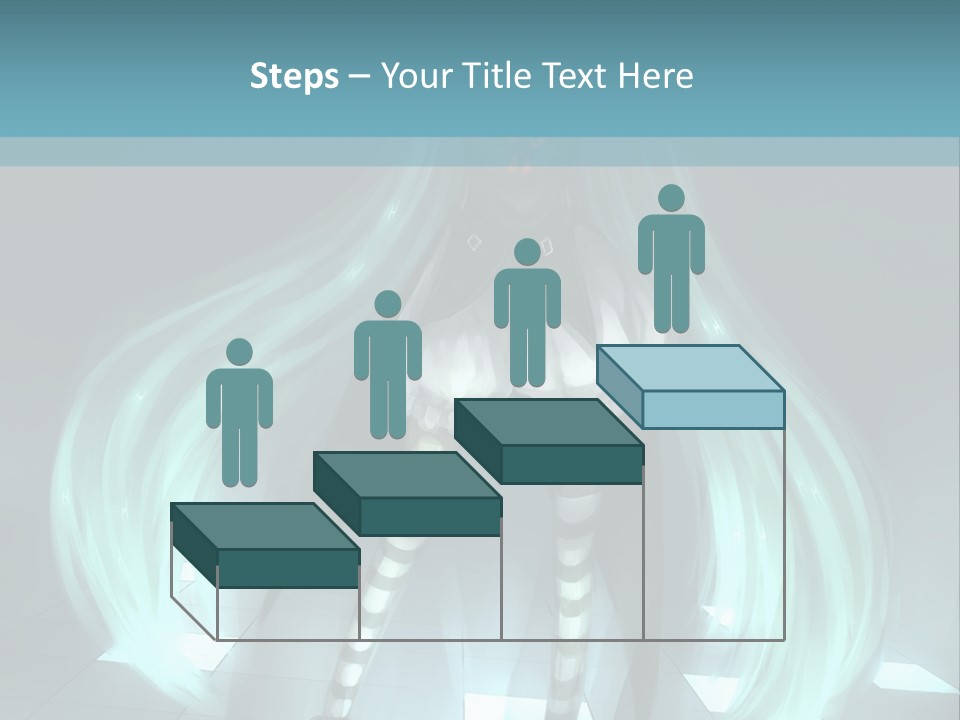 A Girl With Long Hair Is Standing In Front Of A Blue Background PowerPoint Template