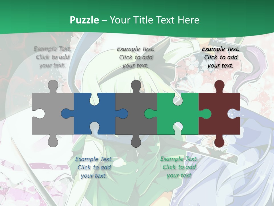 A Couple Of Anime Characters In Front Of A Green Background PowerPoint Template