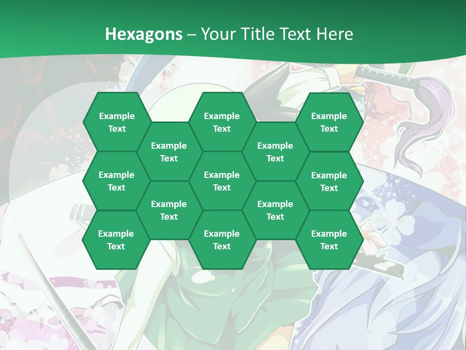 A Couple Of Anime Characters In Front Of A Green Background PowerPoint Template