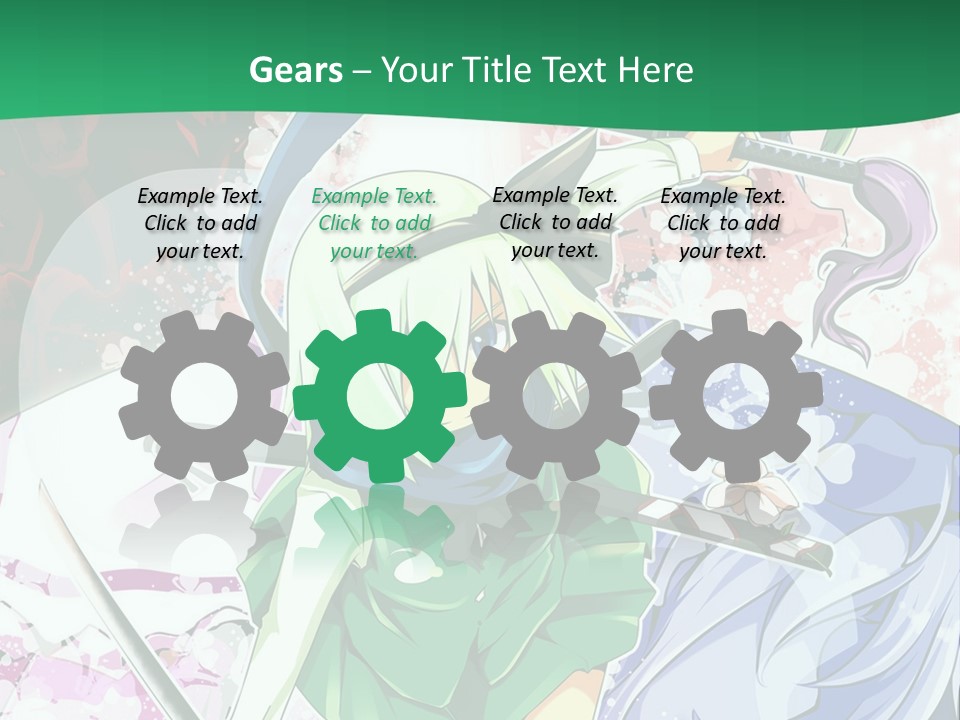 A Couple Of Anime Characters In Front Of A Green Background PowerPoint Template