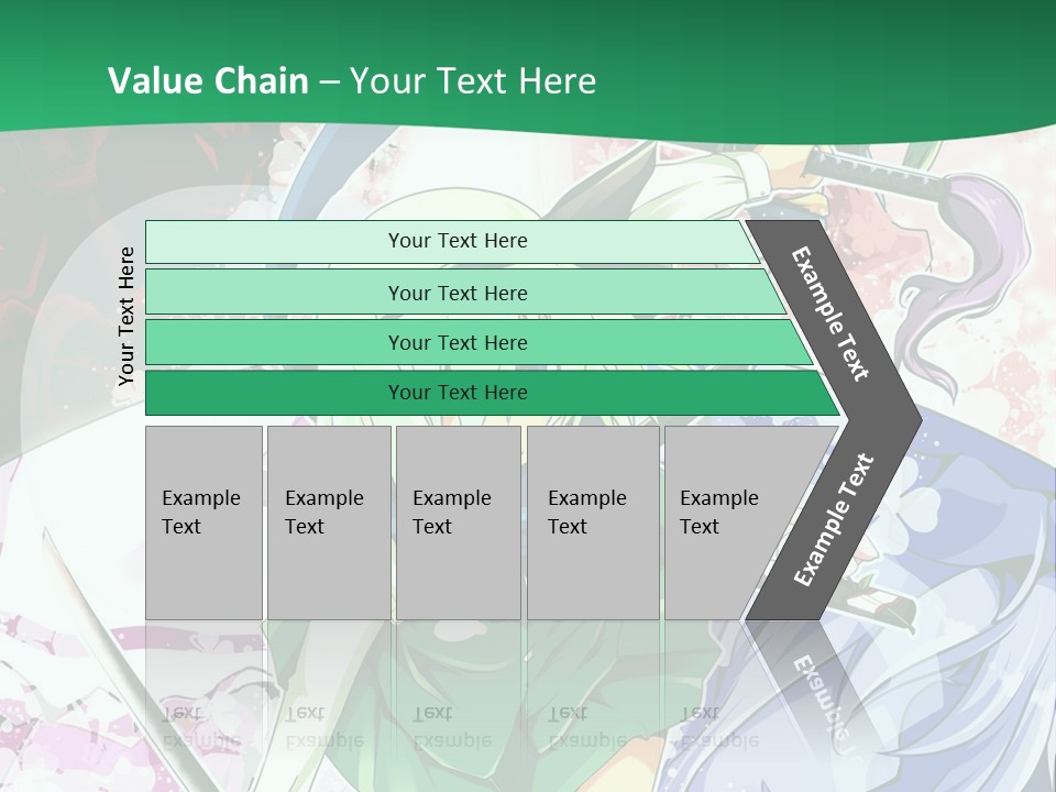 A Couple Of Anime Characters In Front Of A Green Background PowerPoint Template
