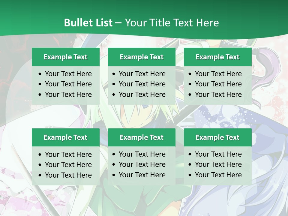 A Couple Of Anime Characters In Front Of A Green Background PowerPoint Template
