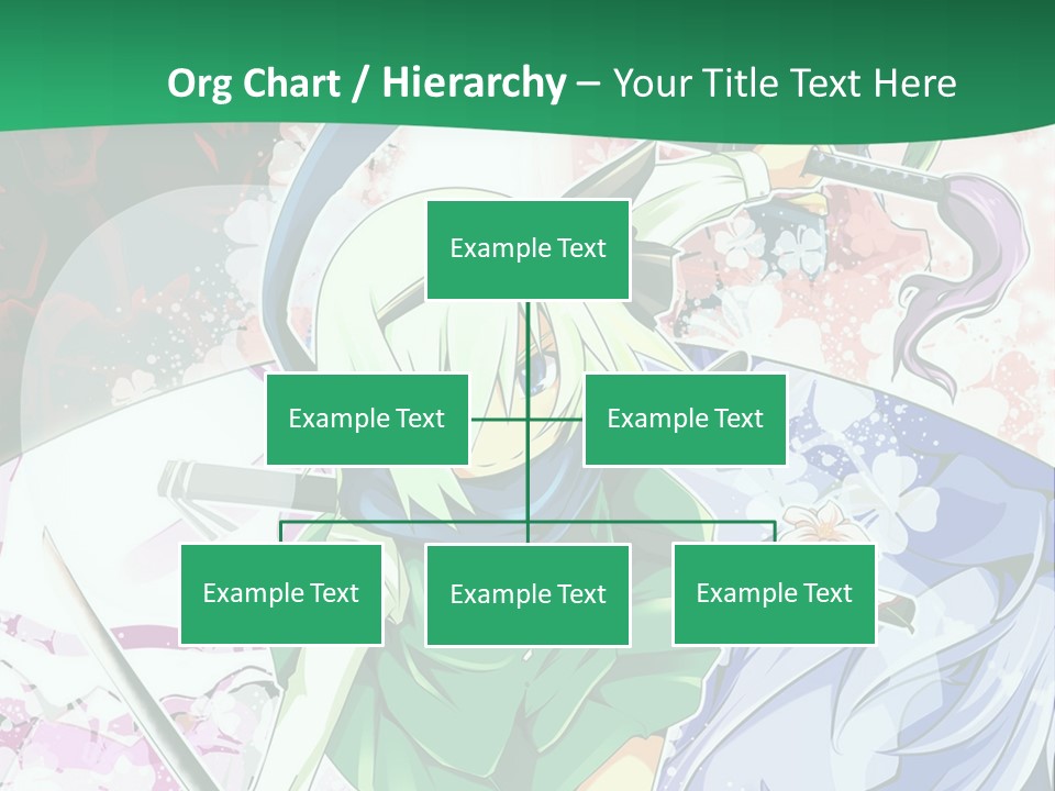 A Couple Of Anime Characters In Front Of A Green Background PowerPoint Template