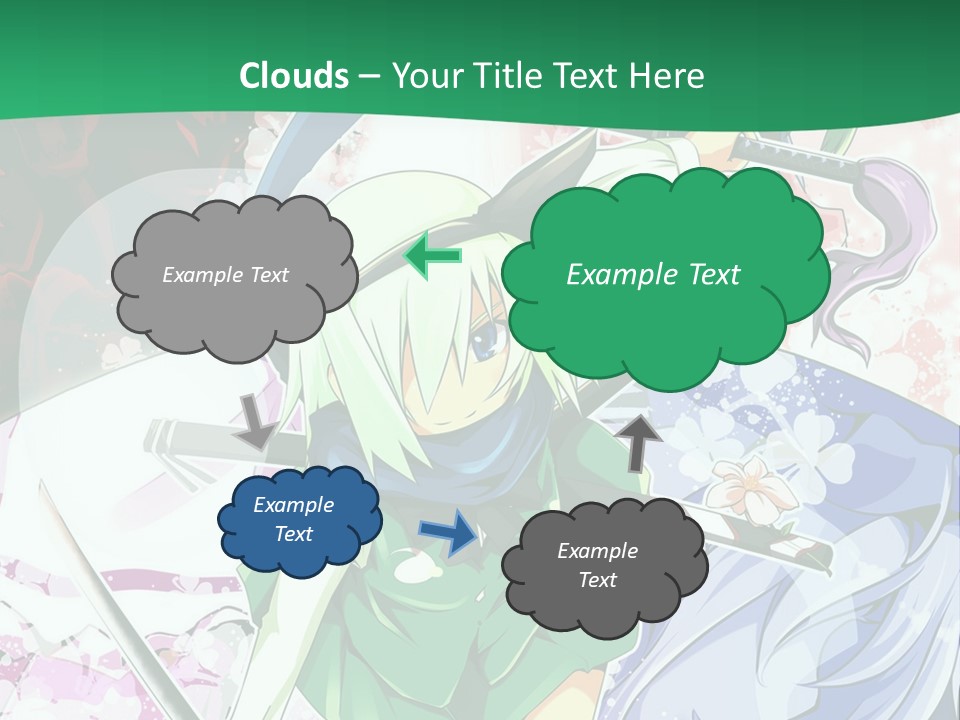 A Couple Of Anime Characters In Front Of A Green Background PowerPoint Template