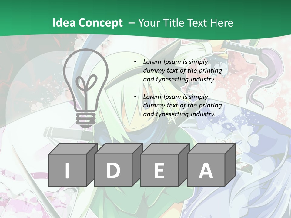 A Couple Of Anime Characters In Front Of A Green Background PowerPoint Template