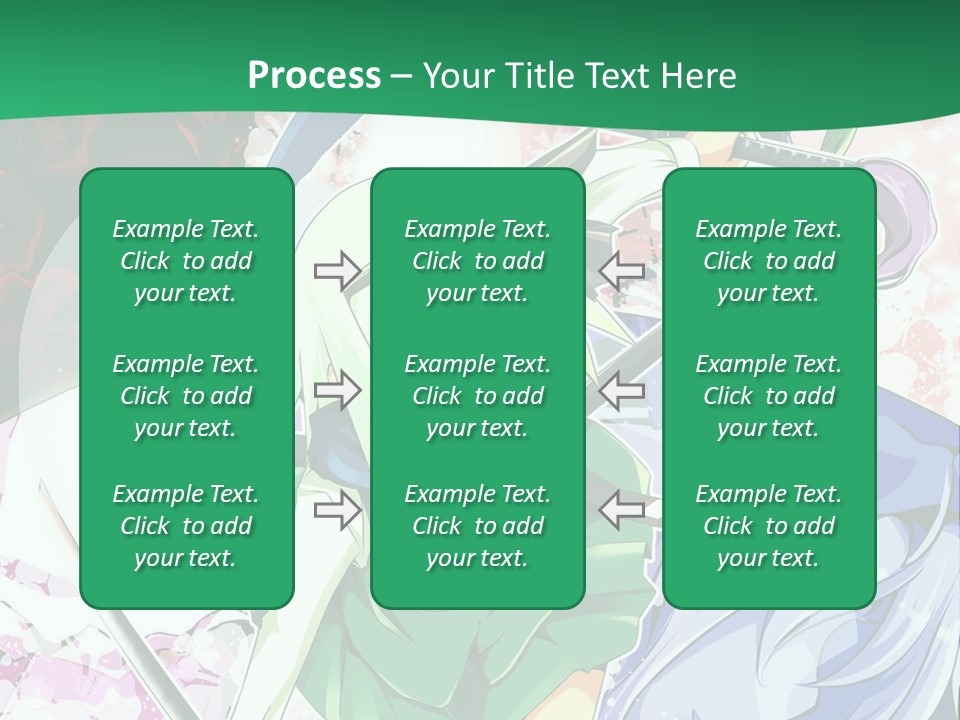 A Couple Of Anime Characters In Front Of A Green Background PowerPoint Template