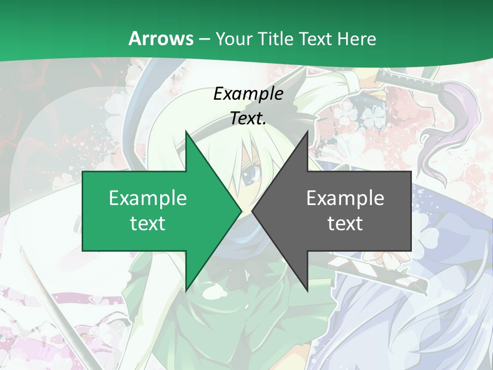 A Couple Of Anime Characters In Front Of A Green Background PowerPoint Template