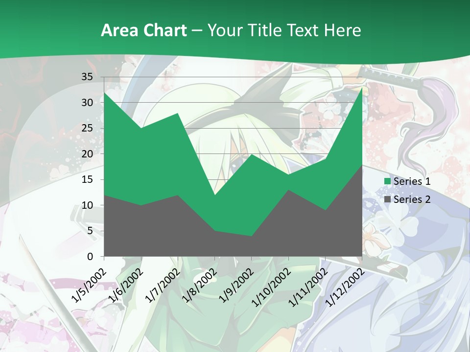 A Couple Of Anime Characters In Front Of A Green Background PowerPoint Template