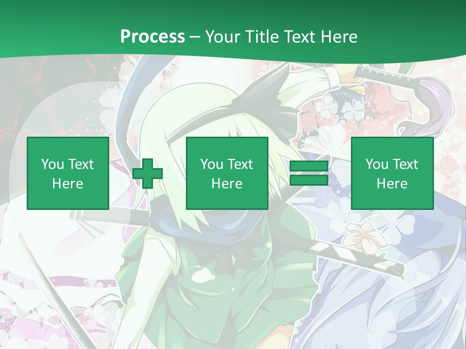 A Couple Of Anime Characters In Front Of A Green Background PowerPoint Template