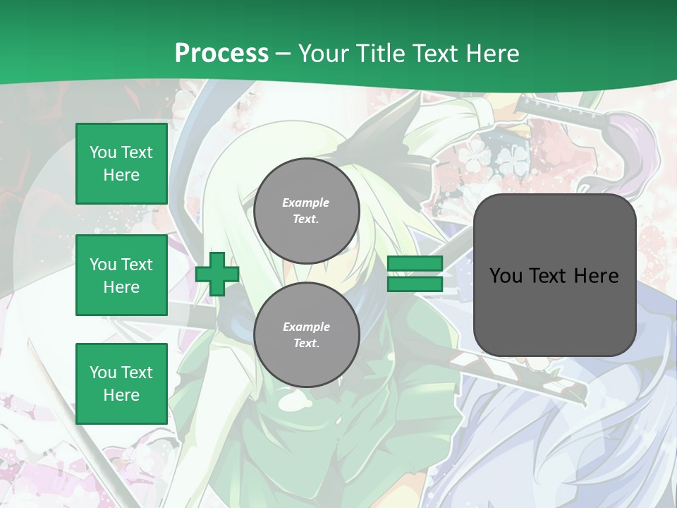 A Couple Of Anime Characters In Front Of A Green Background PowerPoint Template