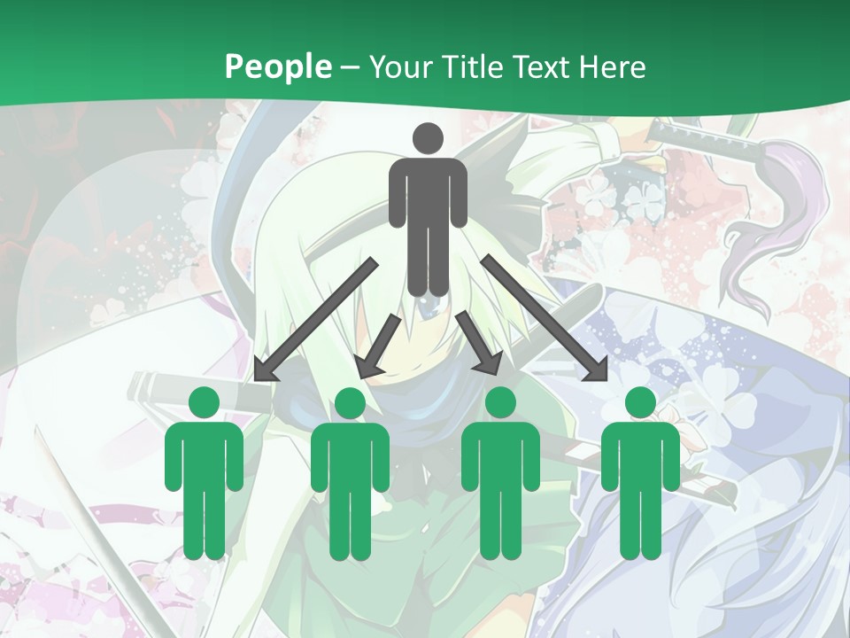 A Couple Of Anime Characters In Front Of A Green Background PowerPoint Template