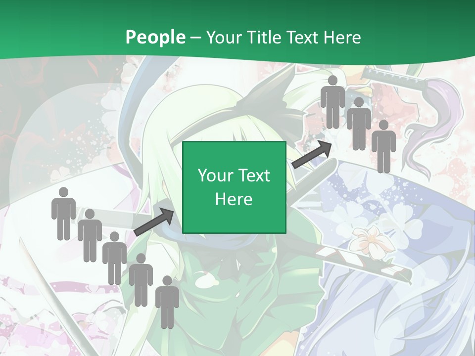 A Couple Of Anime Characters In Front Of A Green Background PowerPoint Template