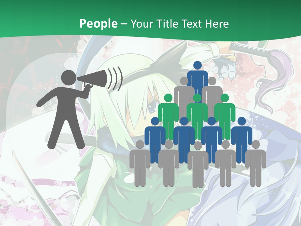A Couple Of Anime Characters In Front Of A Green Background PowerPoint Template