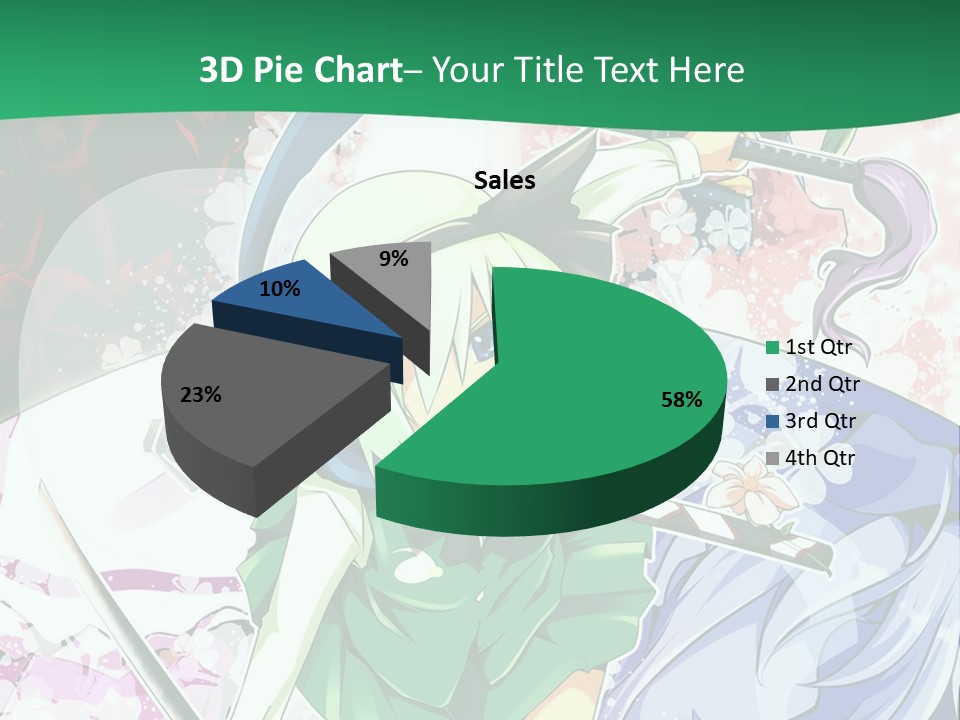 A Couple Of Anime Characters In Front Of A Green Background PowerPoint Template