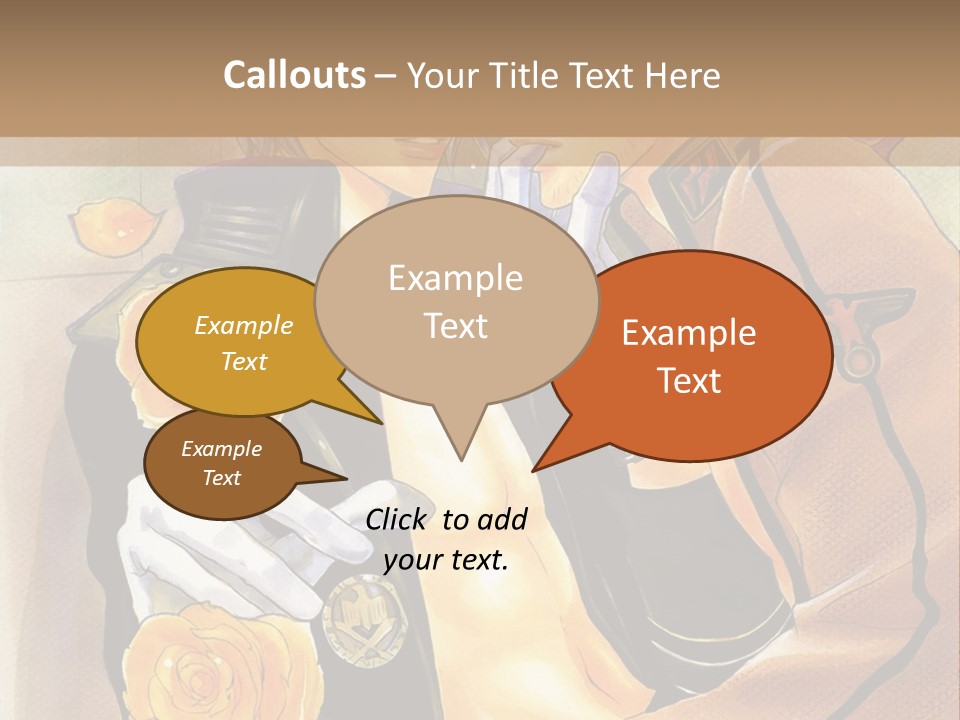 A Couple Of Anime Characters With Roses In Their Hands PowerPoint Template