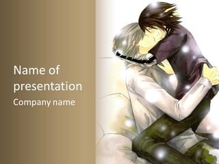 A Couple Of Anime Characters Hugging Each Other PowerPoint Template