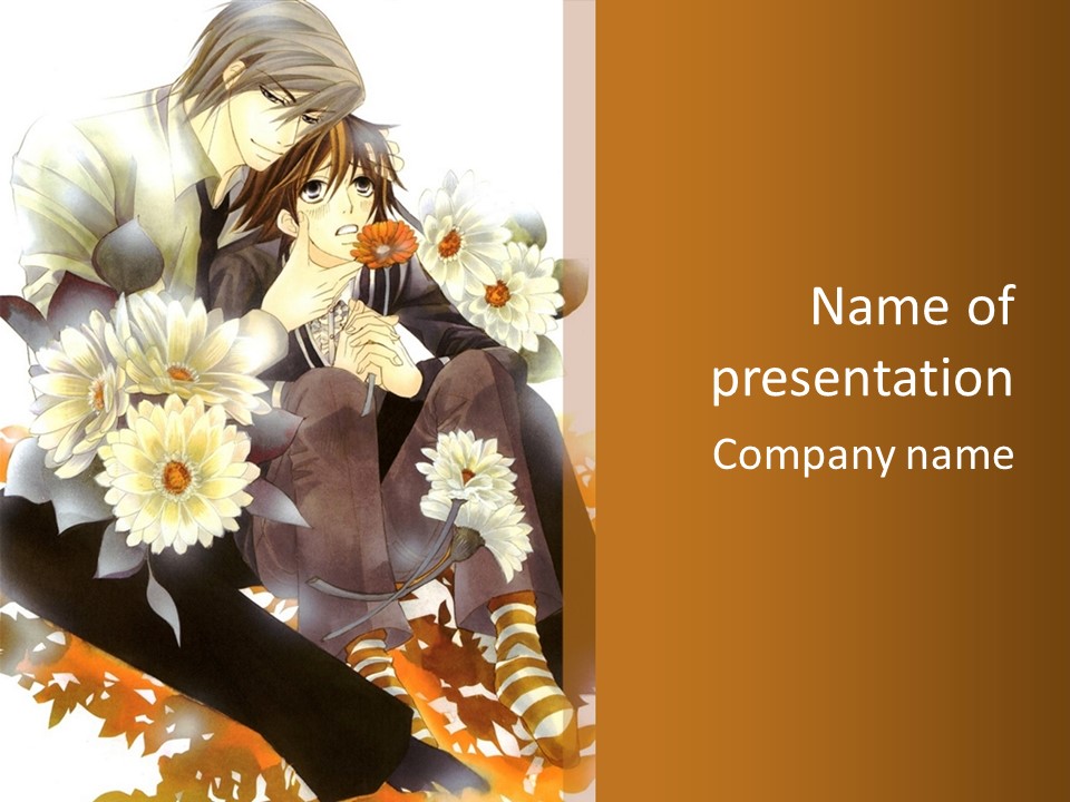 A Woman Sitting On A Tree With Flowers In Her Hand PowerPoint Template