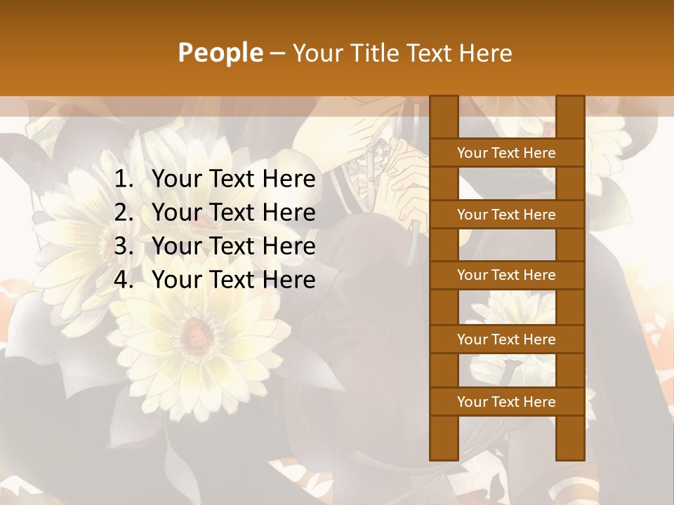 A Woman Sitting On A Tree With Flowers In Her Hand PowerPoint Template