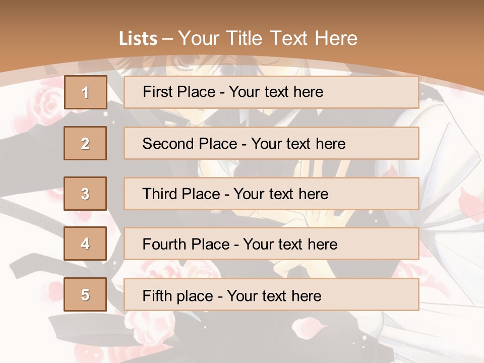 A Couple Of Anime Characters With Flowers In The Background PowerPoint Template
