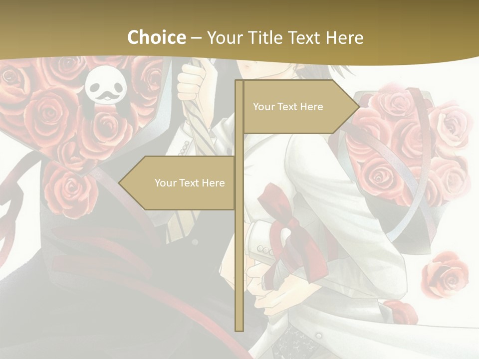 A Man And A Woman Holding Roses In Their Hands PowerPoint Template