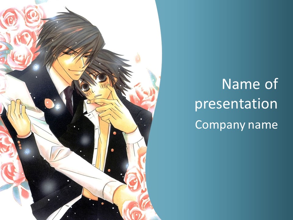 A Man And A Woman Hugging In Front Of A Blue Background PowerPoint Template