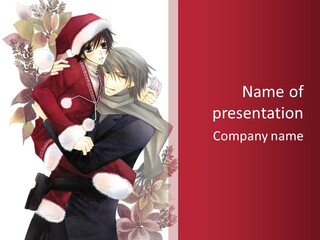 A Couple Of Anime Characters With A Red Background PowerPoint Template