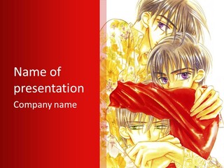 A Couple Of Anime Characters Hugging Each Other PowerPoint Template